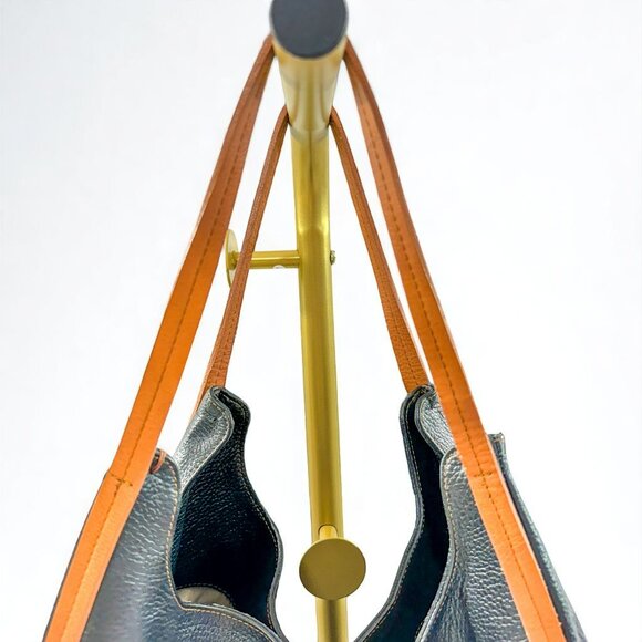 Valentina Italy Black Pebbled Leather Hobo Tote Bag – Women's Large Shoulder Pur - Picture 9 of 13